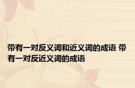 带有一对反义词和近义词的成语 带有一对反近义词的成语
