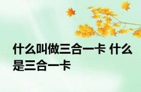 什么叫做三合一卡 什么是三合一卡