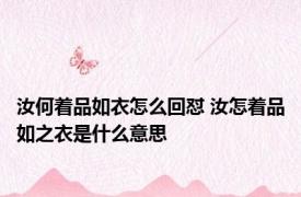 汝何着品如衣怎么回怼 汝怎着品如之衣是什么意思