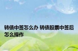 转债中签怎么办 转债股票中签后怎么操作