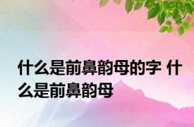 什么是前鼻韵母的字 什么是前鼻韵母