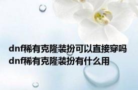 dnf稀有克隆装扮可以直接穿吗 dnf稀有克隆装扮有什么用
