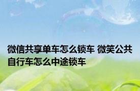 微信共享单车怎么锁车 微笑公共自行车怎么中途锁车