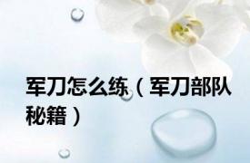 军刀怎么练（军刀部队秘籍）