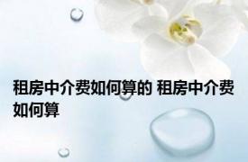 租房中介费如何算的 租房中介费如何算
