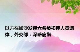 以方在加沙发现六名被扣押人员遗体，外交部：深感痛惜