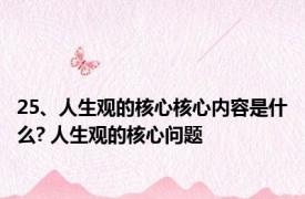 25、人生观的核心核心内容是什么? 人生观的核心问题