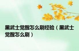 黑武士觉醒怎么刷经验（黑武士觉醒怎么刷）
