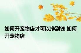 如何开宠物店才可以挣到钱 如何开宠物店