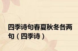 四季诗句春夏秋冬各两句（四季诗）