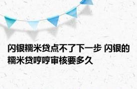 闪银糯米贷点不了下一步 闪银的糯米贷哼哼审核要多久