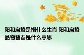 阳和启蛰是指什么生肖 阳和启蛰品物皆春是什么意思