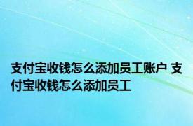 支付宝收钱怎么添加员工账户 支付宝收钱怎么添加员工