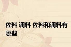 佐料 调料 佐料和调料有哪些