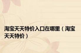 淘宝天天特价入口在哪里（淘宝 天天特价）
