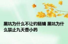 黑坑为什么不让钓鲢鳙 黑坑为什么禁止九天香小药