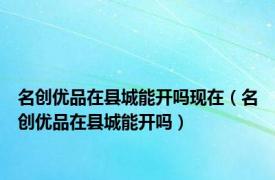 名创优品在县城能开吗现在（名创优品在县城能开吗）