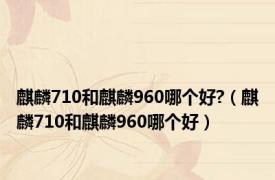 麒麟710和麒麟960哪个好?（麒麟710和麒麟960哪个好）