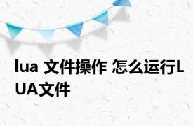 lua 文件操作 怎么运行LUA文件