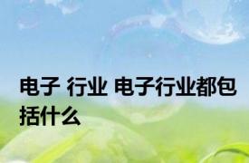 电子 行业 电子行业都包括什么