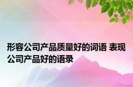 形容公司产品质量好的词语 表现公司产品好的语录