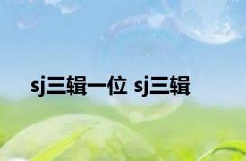 sj三辑一位 sj三辑 