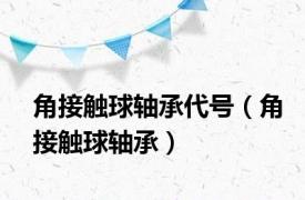 角接触球轴承代号（角接触球轴承）