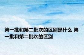 第一批和第二批次的区别是什么 第一批和第二批次的区别