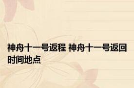 神舟十一号返程 神舟十一号返回时间地点