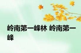 岭南第一峰林 岭南第一峰 