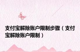 支付宝解除账户限制步骤（支付宝解除账户限制）
