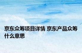 京东众筹项目详情 京东产品众筹什么意思