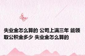 失业金怎么算的 公司上满三年 能领取公积金多少 失业金怎么算的