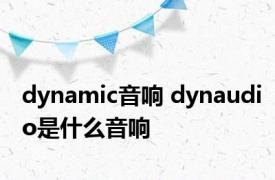 dynamic音响 dynaudio是什么音响