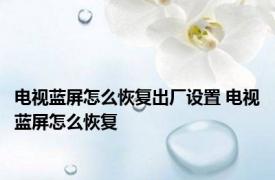 电视蓝屏怎么恢复出厂设置 电视蓝屏怎么恢复