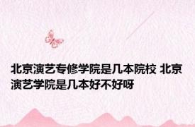 北京演艺专修学院是几本院校 北京演艺学院是几本好不好呀