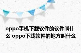 oppo手机下载软件的软件叫什么 oppo下载软件的地方叫什么