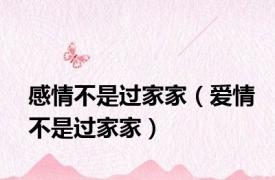 感情不是过家家（爱情不是过家家）