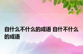 自什么不什么的成语 自什不什么的成语