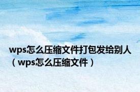 wps怎么压缩文件打包发给别人（wps怎么压缩文件）