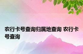 农行卡号查询归属地查询 农行卡号查询 
