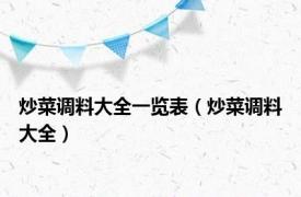 炒菜调料大全一览表（炒菜调料大全）