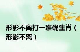 形影不离打一准确生肖（形影不离）