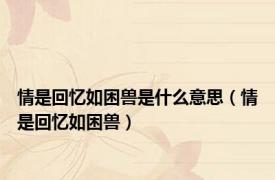 情是回忆如困兽是什么意思（情是回忆如困兽）