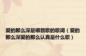 爱的那么深是哪首歌的歌词（爱的那么深爱的那么认真是什么歌）