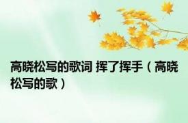高晓松写的歌词 挥了挥手（高晓松写的歌）