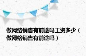 做网络销售有前途吗工资多少（做网络销售有前途吗）