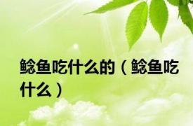 鲶鱼吃什么的（鲶鱼吃什么）