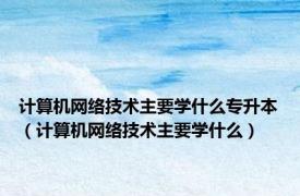 计算机网络技术主要学什么专升本（计算机网络技术主要学什么）