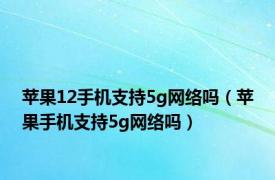 苹果12手机支持5g网络吗（苹果手机支持5g网络吗）
